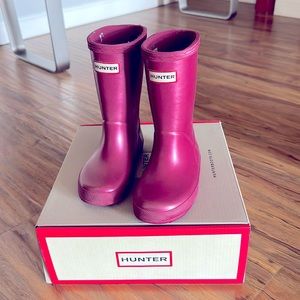 Hunter Original Kids First Classic Nebula Rain Boots Burgundy US Toddler Size 7